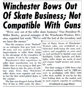 Article: “Winchester Bows Out of Skate Business: Not compatible with guns”