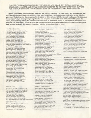 Petition in support of the strikers, published by the American Independent Movement