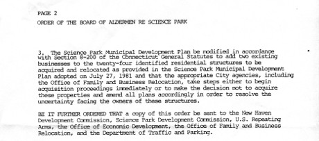 Page 2- Order of the Board of Alderman RE Science Park