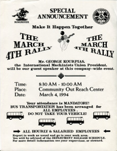 Flyer: The March 4th Rally- International Machinists Union President- guest speaker
